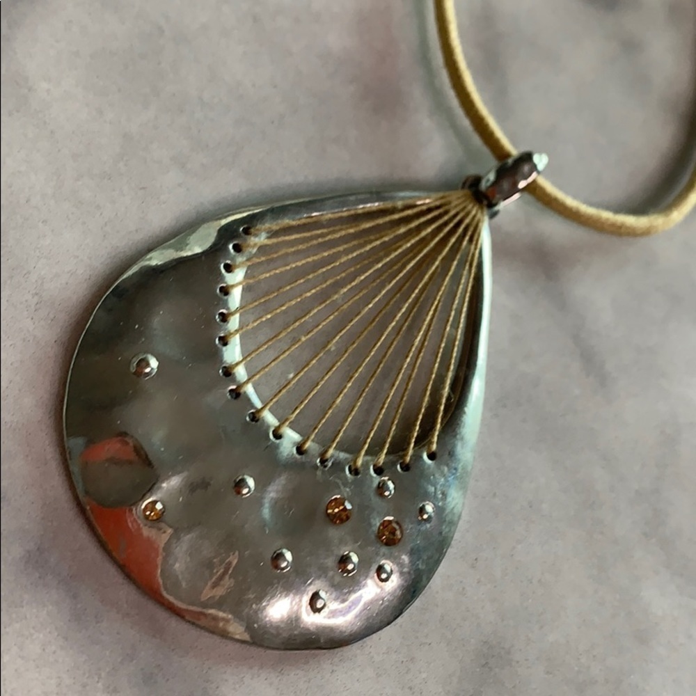 Vintage Guess String Web Silver Teardrop Necklace… - image 3